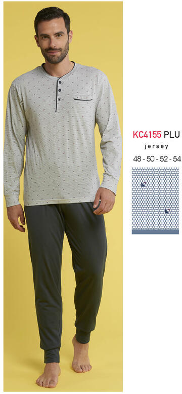 ART. KC4155 PLU- pigiama uomo m/l 100% cotone kc4155 plu - Fratelli Parenti